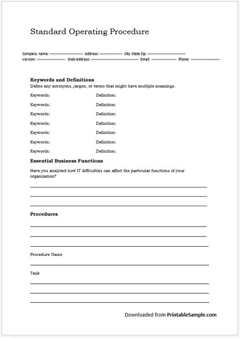 40 Free Standard Operating Procedures Sop Templates Printable