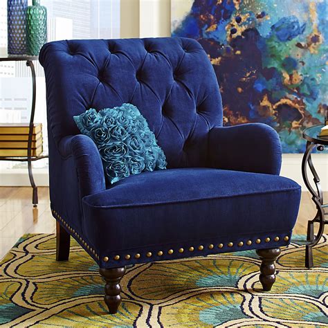 Navy Blue Accent Chair With Ottoman Debrabettis