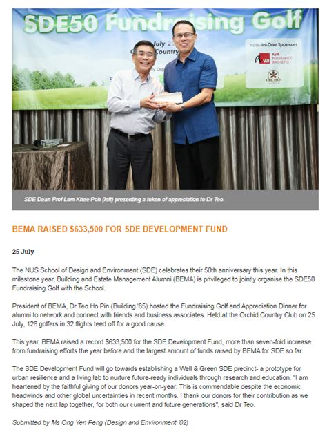 Bema Bema Raised 633500 For Sde Development Fund