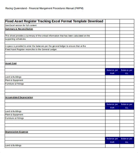 asset tracking template   word excel