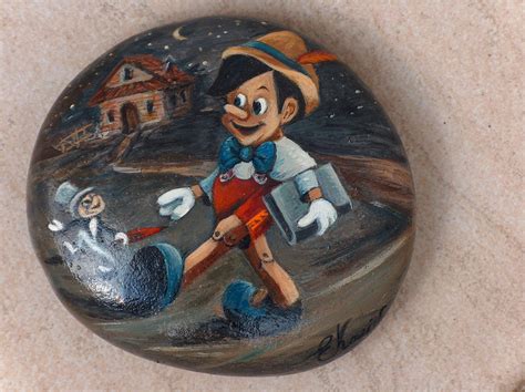 Fairytails On Rocks Pinocchio Rock Painting Rock Art Painted Rocks