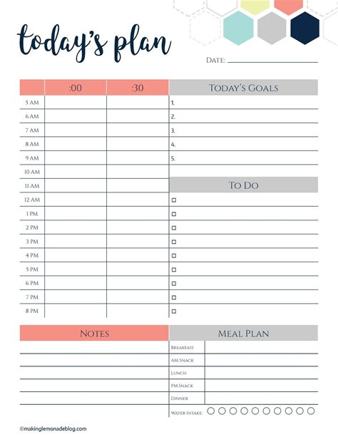 Large Printable Daily Schedule Template - Calendar Inspiration Design