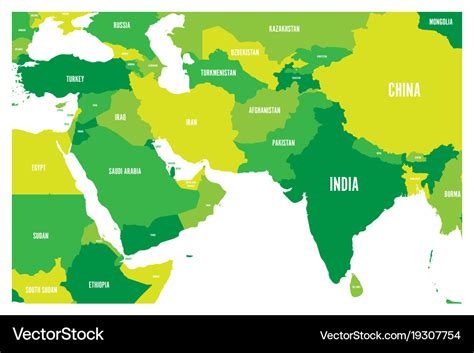 Political Map Of South Asia And Middle East Vector Image