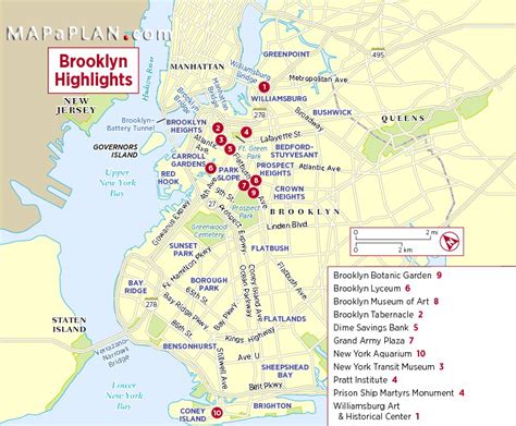 New York Top Tourist Attractions Map Brooklyn Visitor Main Highligths