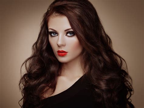 Wallpaper Face Model Long Hair Red Black Hair Fashion Skin