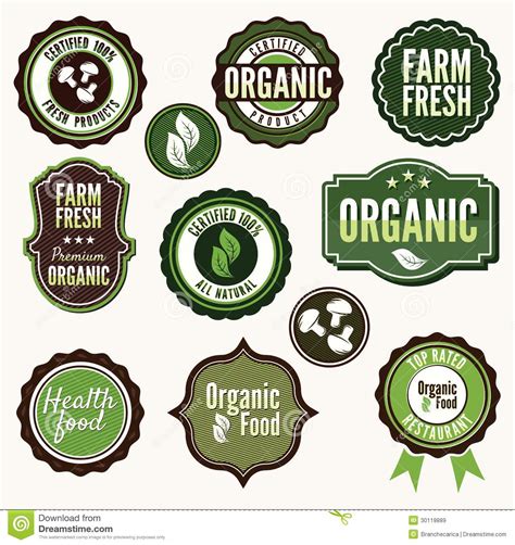 Set Of Organic And Farm Fresh Food Badges And Labe Stock Vector