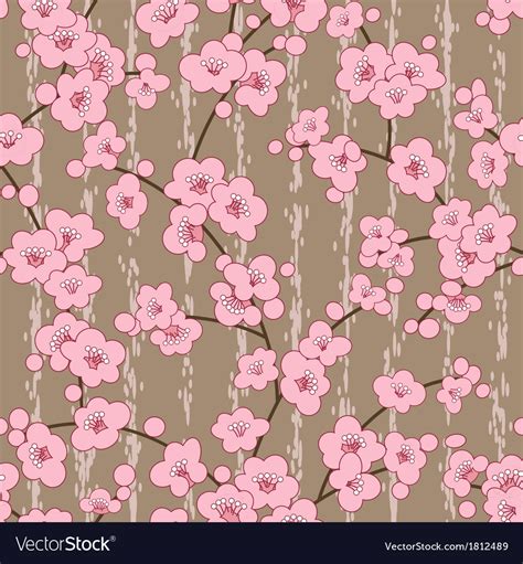 Seamless Cherry Sakura Blossom Flowers Pattern Vector Image