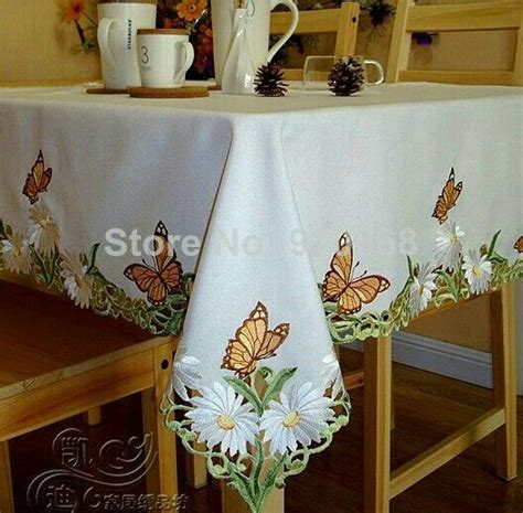 Pin By Ma Del On Broderie Embroidered Tablecloth Handmade