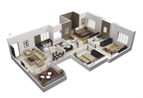 Starter house plan with options. 25 More 3 Bedroom 3D Floor Plans
