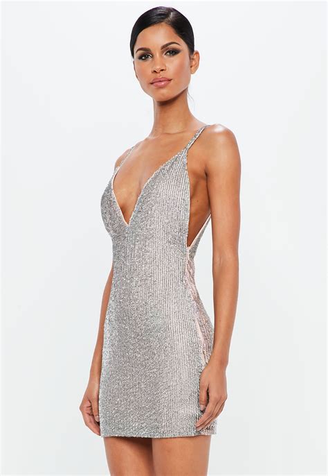 Missguided Synthetic Peace Love Silver Embellished Bodycon Mini Dress