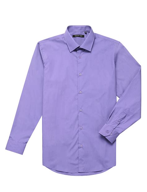 Mens Dress Shirt Regular Fit Long Sleeve Solid Mens Shirts Spread