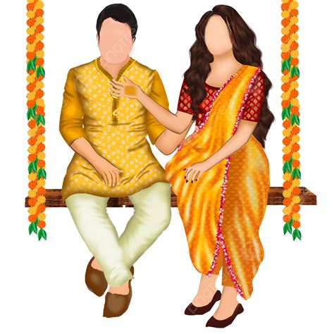 Indian Wedding Yellow Swing Girl And Boy For Haldi Ceremony Bride Groom