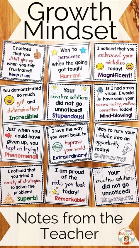 Growth Mindset Positive Notes For Students From The Teacher