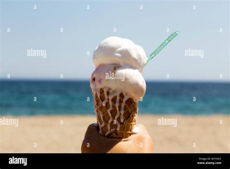 Ice Cream In The Sun On The Beach Stock Photo Alamy