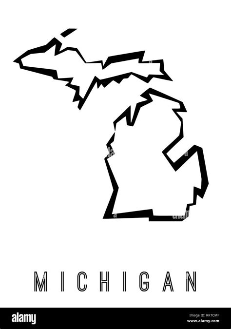 Michigan Map Outline Us State Shape Sharp Polygonal Geometric Style