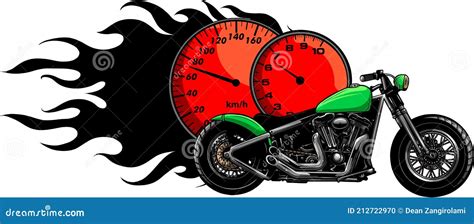 A Motorcycle Woth Flames Sport Vector Illustration Design Stock Vector