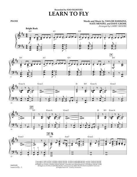 Learn To Fly Piano Sheet Music Larry Moore Orchestra