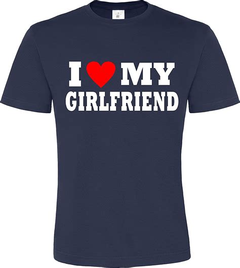 I Love My Girlfriend With Red Heart Navy Mens T Shirt Uk