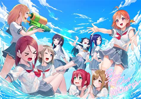 Wallpaper Anime Girls Water War School Uniform Sea