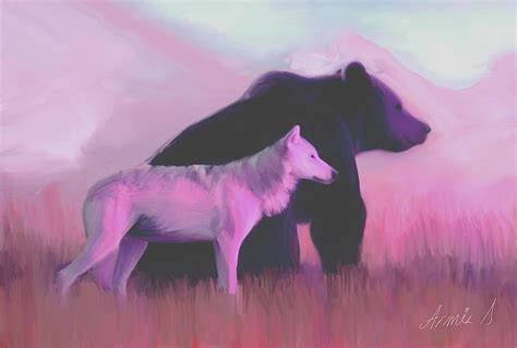 Wolf And Bear Spirits Painting By Armin Sabanovic Pixels