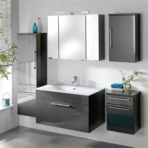 Badezimmermöbel Set in Hochglanz Anthrazit modern (5-teilig) Jetzt