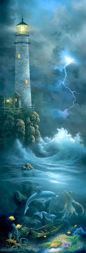 Lighthouse And Storm Painting By Artist David Miller Lighthouse