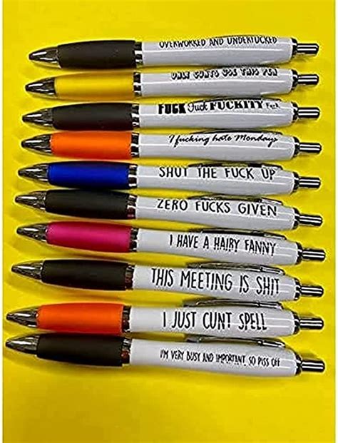 Cheeky Chops 10 X Funny Pens Rude Cheeky Novelty Office Stationary
