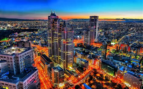 Tokyo Shinjuku Cityscape Night Urban Architecture