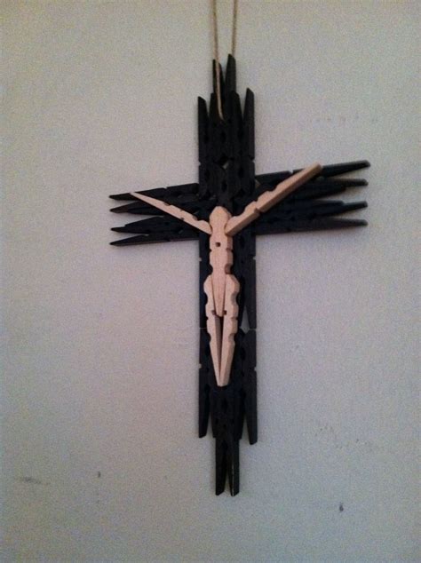 Cross Made Out Of Clothespins Clothespin Cross Wooden Clothespin