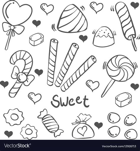 Doodle Candy Sweet Hand Draw Royalty Free Vector Image