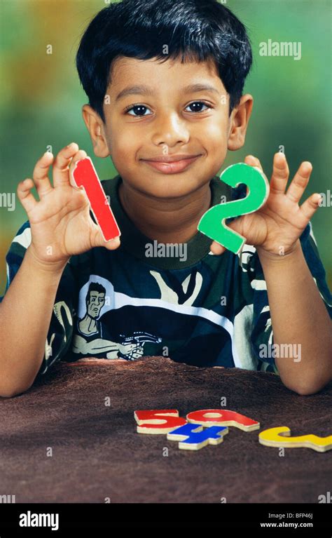 Indian Boy Child Learning Numbers India Asia Mr152 Stock Photo