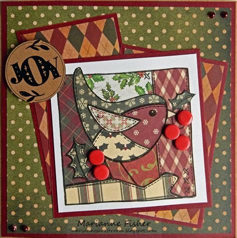 Mariannes Craftroom Paper Pieced Robin Penny Black Tiddly Inks