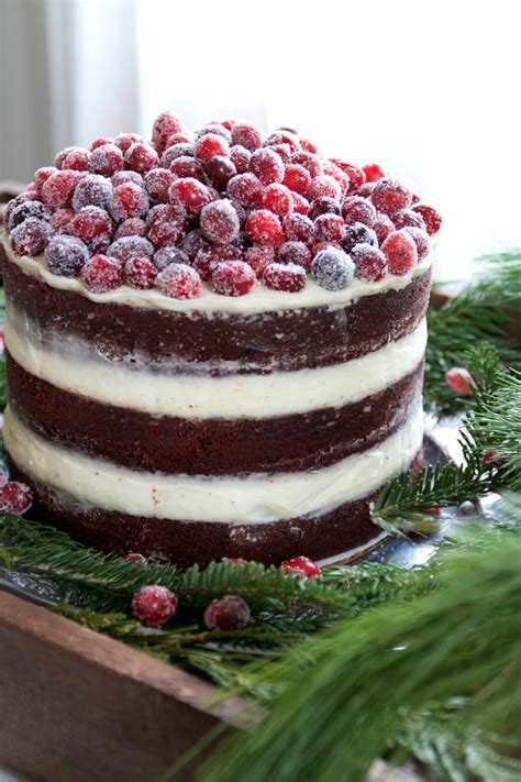 Naked Red Velvet Layer Cake With Cream Cheese Frosting And Sugared