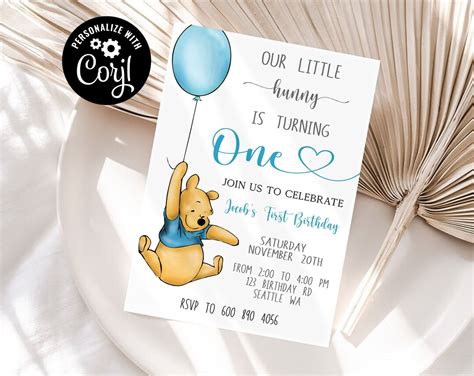 Our Little Hunny Is Turning One Birthday Invitation 1st Birthday