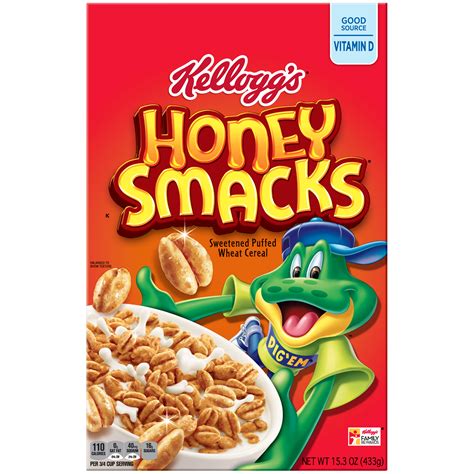 Kelloggs Honey Smacks Cereal Sweetened Puffed Wheat 153 Oz 433 G