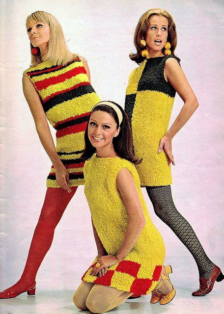 mod 60s go go fashions sixties vintage 1960s dresses red yellow black shift dress knit nubby