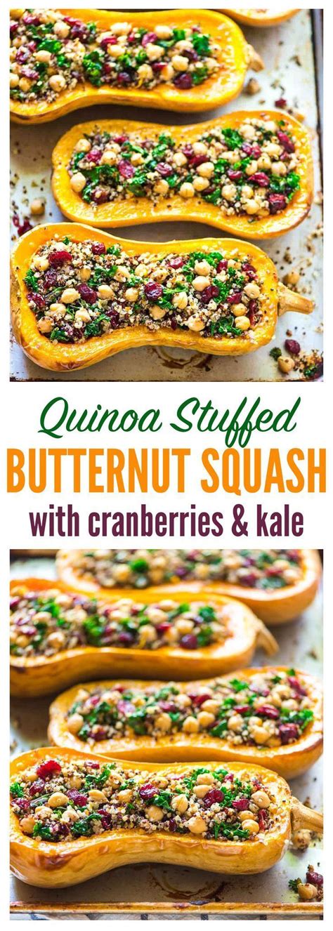 Delicious Healthy Stuffed Butternut Squash With Quinoa Cranberries