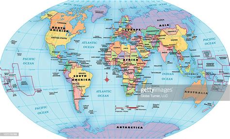 World Map Continent And Country Labels Stock Illustration Getty Images