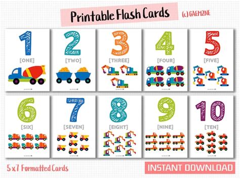 Number Flash Cards Printable 123 Flash Cards Montessori Etsy