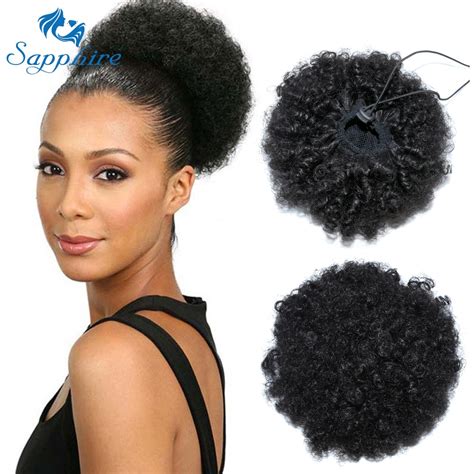 High Puff Afro Kinky Curly Wig Ponytail Drawstring Short Afro Kinky