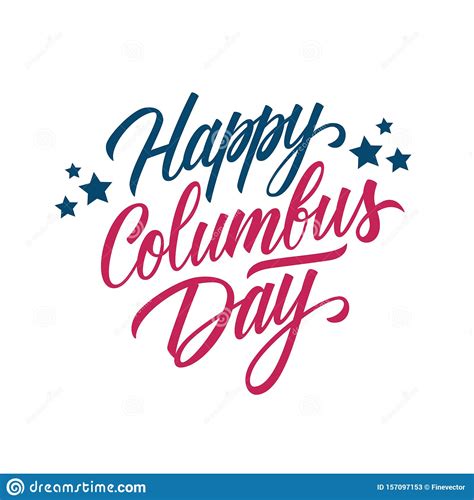 Happy Columbus Day Handwritten Inscription United States Columbus Day