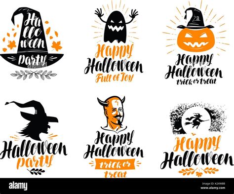 Happy Halloween Lettering Holiday Greeting Card Label Or Logo