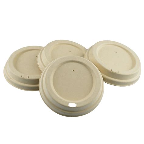 Paper Cup Lids For Hot Coffee Cup Bagasse Biodegradable Disposable Lids
