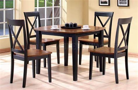 Black And Walnut Two Tone Finish 5pc Modern Dining Table Set