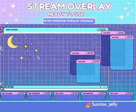 Twitch Stream Overlay Package Retro Moon Windows Theme Etsy Moon