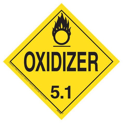 Division 5 1 Oxidizer Placard Worded 20 Mil Polystyrene