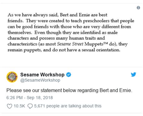 sesame workshop tweet bert and ernie sexual orientation controversy know your meme