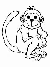 Coloring Monkeys Simple Children Printable Animals Justcolor sketch template