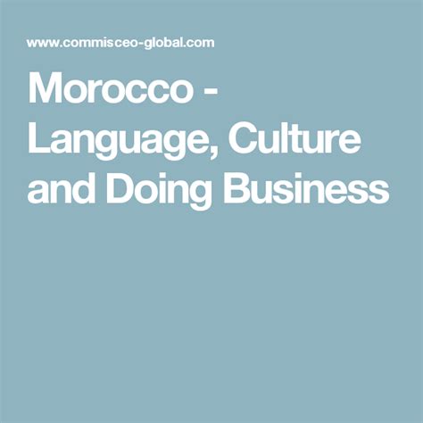 Morocco Guide Morocco Language Culture
