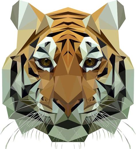 Tiger Sticker By Edwardmhz Polygon Art Geometric Animals Geometric Art